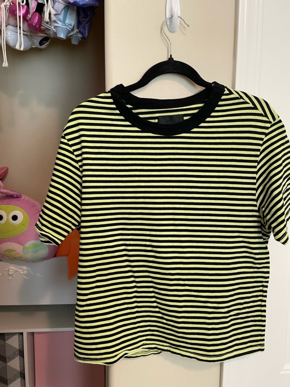 RtA Kids Neon Yellow and Black Striped Short Sleeve Tee